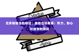 北京婚姻出轨取证：挽回出轨老婆：努力、耐心与理智的挑战