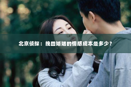 北京侦探：挽回婚姻的情感成本是多少？