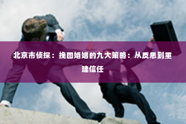 北京市侦探：挽回婚姻的九大策略：从反思到重建信任