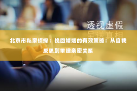 北京市私家侦探：挽回婚姻的有效策略：从自我反思到重建亲密关系