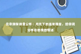 北京缘探调查公司：月光下的温柔挽留，给你说分手后的挽回情话