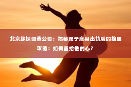 北京缘探调查公司：揭秘双子座男出轨后的挽回攻略：如何重拾他的心？