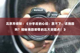 北京市侦探：《分手后的心结：放不下，该挽回吗？揭秘挽回爱情的五大关键点！》