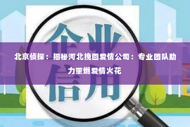 北京侦探：揭秘河北挽回爱情公司：专业团队助力重燃爱情火花