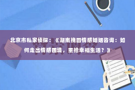 北京市私家侦探：《湖南挽回情感婚姻咨询：如何走出情感困境，重拾幸福生活？》