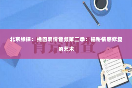 北京缘探：挽回爱情音频第二季：揭秘情感修复的艺术