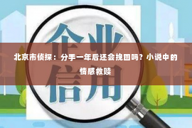 北京市侦探：分手一年后还会挽回吗？小说中的情感救赎