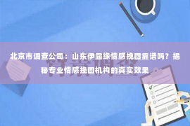 北京市调查公司：山东伊露缘情感挽回靠谱吗？揭秘专业情感挽回机构的真实效果