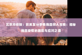 北京市侦探：前男友分手我挽回找人骂我：揭秘挽回爱情的困境与应对之道