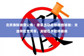 北京缘探调查公司：老婆出轨后想挽回婚姻：天涯何处无芳草，关键在于如何破局