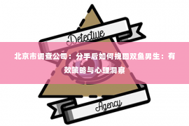北京市调查公司：分手后如何挽回双鱼男生：有效策略与心理洞察