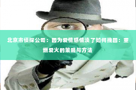 北京市侦探公司：因为爱情感情淡了如何挽回：重燃爱火的策略与方法
