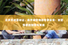 北京市调查取证：泰州爱情挽回专家咨询：重塑情感的智慧与策略