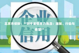 北京市侦探：**对于爱情尽力挽回：理解、行动与希望**