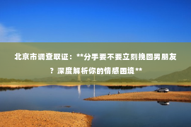 北京市调查取证：**分手要不要立刻挽回男朋友？深度解析你的情感困境**