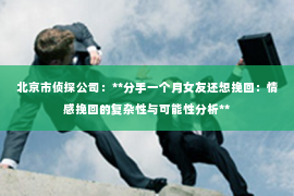 北京市侦探公司：**分手一个月女友还想挽回：情感挽回的复杂性与可能性分析**