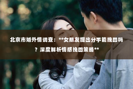 北京市婚外情调查：**女朋友提出分手能挽回吗？深度解析情感挽回策略**