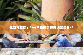 北京市侦探：**分手挽回的经典话题短句**