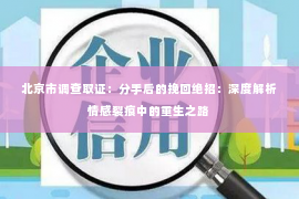 北京市调查取证：分手后的挽回绝招：深度解析情感裂痕中的重生之路