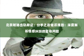 北京婚姻出轨取证：分手之后谁该挽回：深度解析情感纠纷的复杂问题
