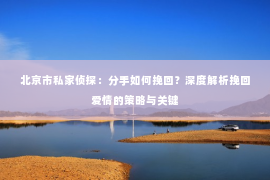 北京市私家侦探：分手如何挽回？深度解析挽回爱情的策略与关键