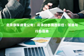 北京缘探调查公司：冷冻分手挽回前任：策略与行动指南