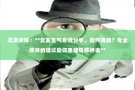 北京侦探：**女友生气后说分手，如何挽回？专业律师的建议助你重建情感桥梁**