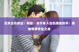 北京出轨取证：标题：关于男人出轨挽回的书：揭秘情感修复之路