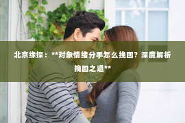 北京缘探：**对象情绪分手怎么挽回？深度解析挽回之道**