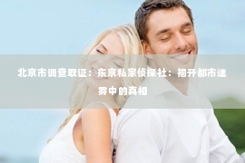 北京市调查取证：东京私家侦探社：揭开都市迷雾中的真相