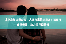 北京缘探调查公司：大连私家侦探排名：揭秘行业佼佼者，助力您寻回真相