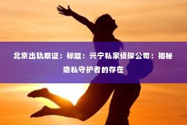 北京出轨取证：标题：兴宁私家侦探公司：揭秘隐私守护者的存在