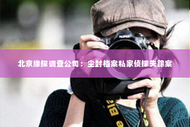 北京缘探调查公司：尘封档案私家侦探失踪案