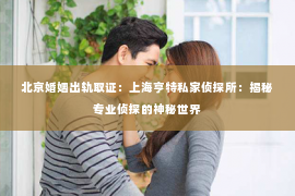 北京婚姻出轨取证：上海亨特私家侦探所：揭秘专业侦探的神秘世界