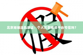 北京婚姻出轨取证：个人欠款催收平台可信吗？