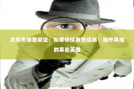 北京市调查取证：私家侦探最终结局：揭开真相的幕后英雄