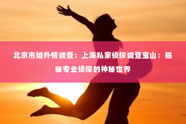 北京市婚外情调查：上海私家侦探调查宝山：揭秘专业侦探的神秘世界