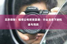 北京侦探：催收公司前景发展：行业变革下的机遇与挑战