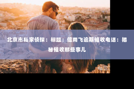 北京市私家侦探：标题：信用飞逾期催收电话：揭秘催收那些事儿