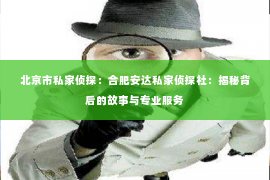 北京市私家侦探：合肥安达私家侦探社：揭秘背后的故事与专业服务