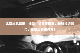 北京出轨取证：标题：揭秘美团暴力催收投诉部门：维权之路在何方？