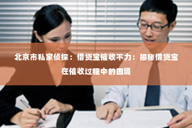 北京市私家侦探：借贷宝催收不力：揭秘借贷宝在催收过程中的困境