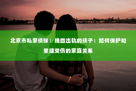 北京市私家侦探：挽回出轨的孩子：如何保护和重建受伤的家庭关系