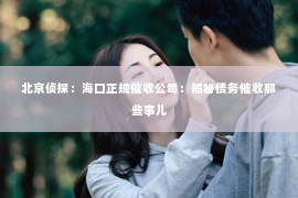 北京侦探：海口正规催收公司：揭秘债务催收那些事儿