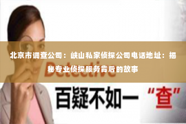 北京市调查公司：峡山私家侦探公司电话地址：揭秘专业侦探服务背后的故事