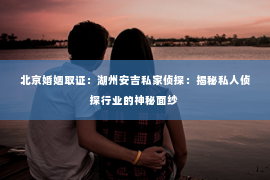北京婚姻取证：湖州安吉私家侦探：揭秘私人侦探行业的神秘面纱
