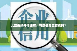 北京市婚外情调查：可以做私家侦探吗？