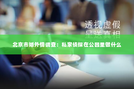 北京市婚外情调查：私家侦探在公园里做什么