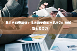 北京市调查取证：挽回狮子座的出轨行为：坦诚、耐心和努力